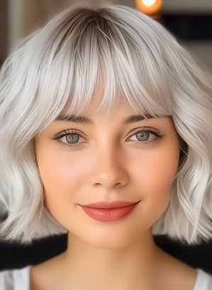 White Bob Wolf Cut With Asymmetric Bangs