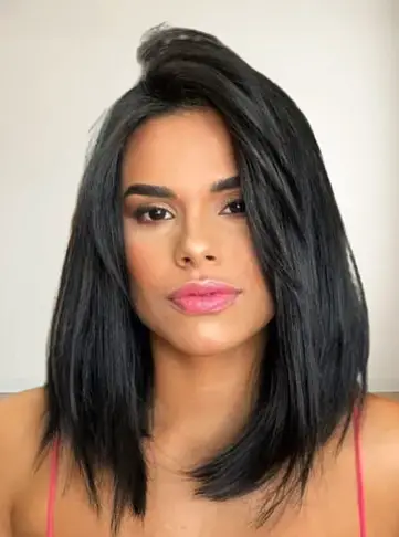 With Cheekbone-Length Bangs