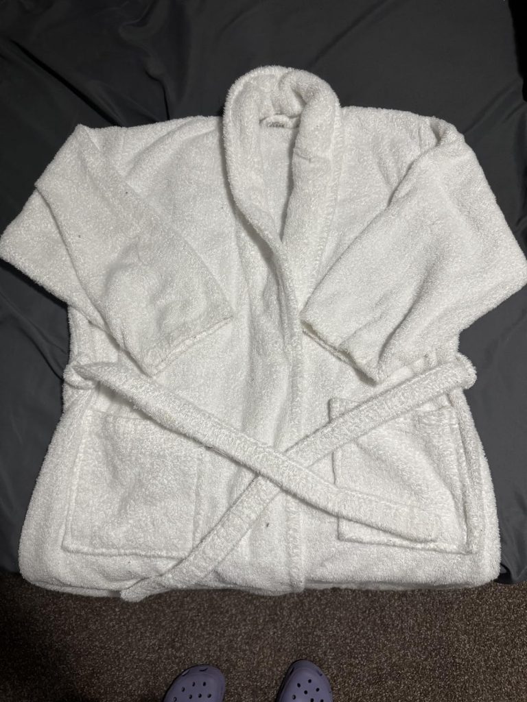 BIOLINEN 100% Cotton Terry Shawl Collar Bathrobe with Slippers
