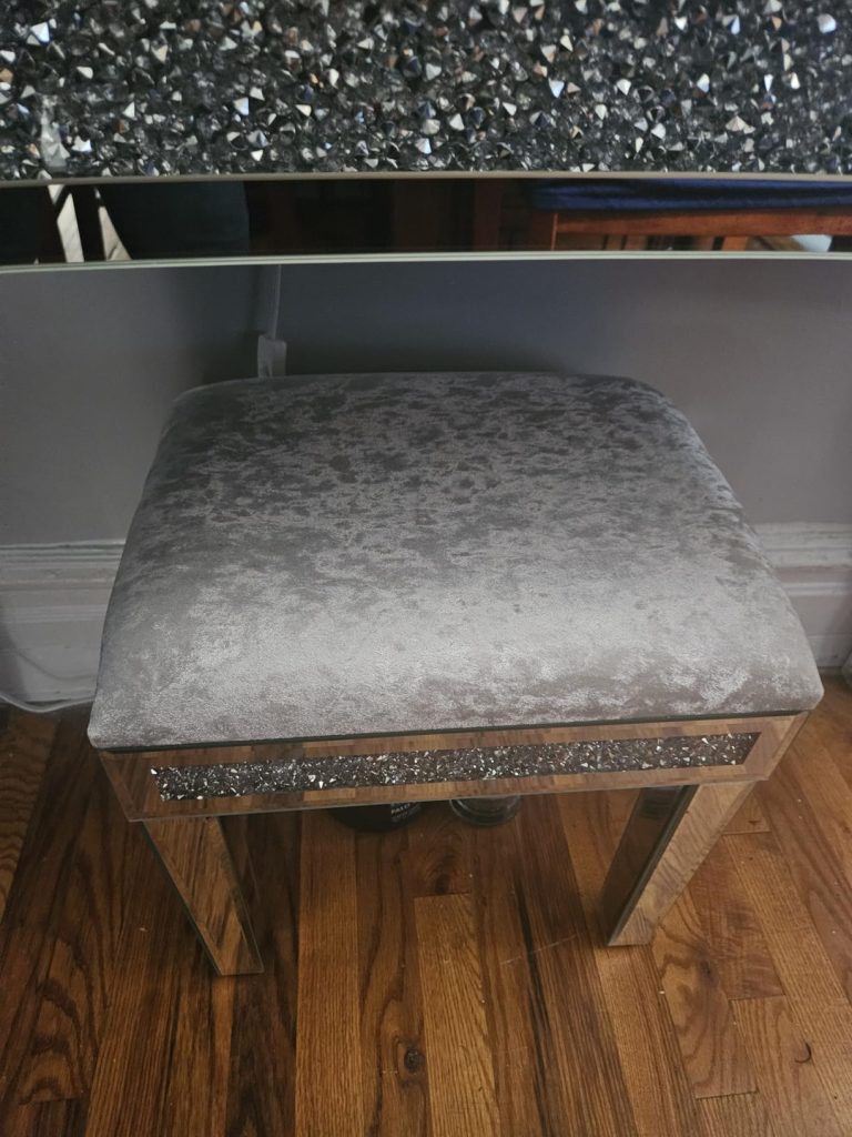 VINGLI Mirrored Vanity Stool with Storage