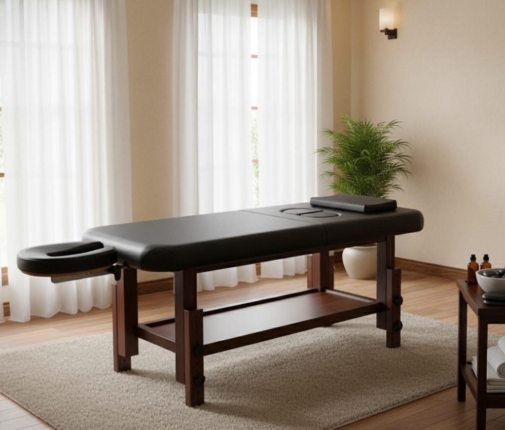 Stationary Massage Table with Memory Foam