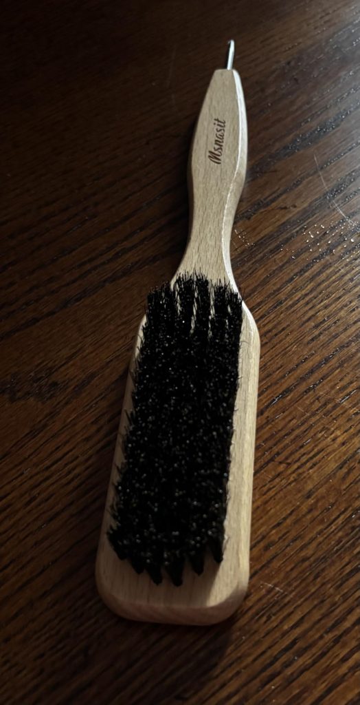 Boar Bristle Slick Back Hair Brush with Metal Rat Tail End