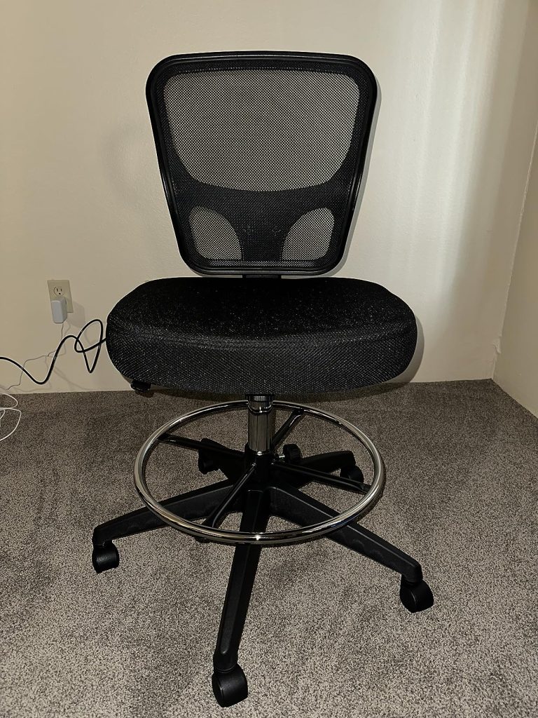 Armless Drafting Chair Tall Office Chair Adjustable Height High Back Ergonomic Desk Chair