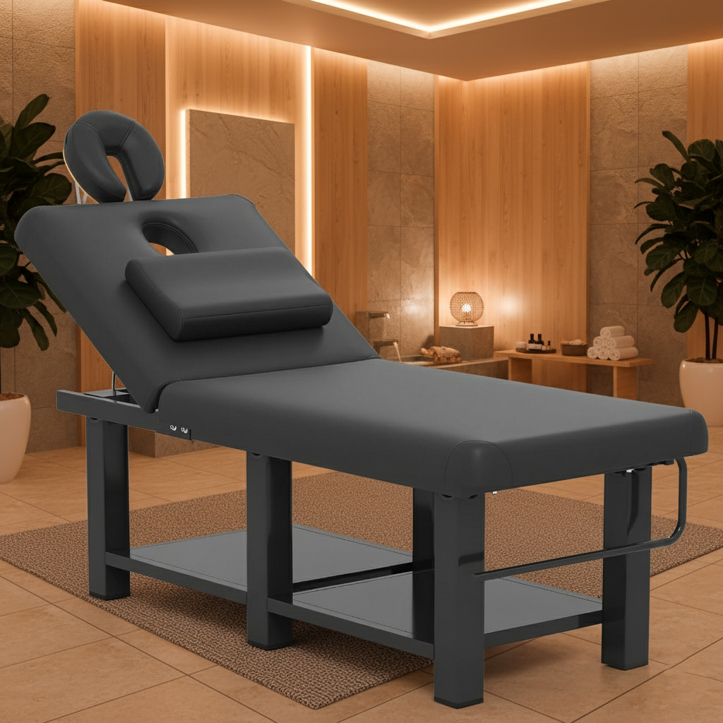 Professional Heavy-Duty Massage Table with Hidden Chest Hole & Adjustable Backrest
