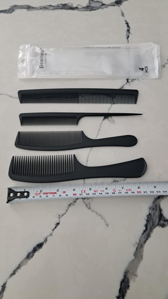 4 Pieces Premium Carbon Fiber Hair Comb Set