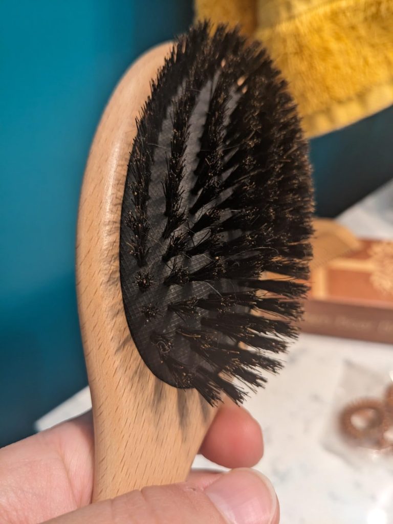 BLACK EGG Boar Bristle Hair Brush with Bamboo Comb and Hair Ties