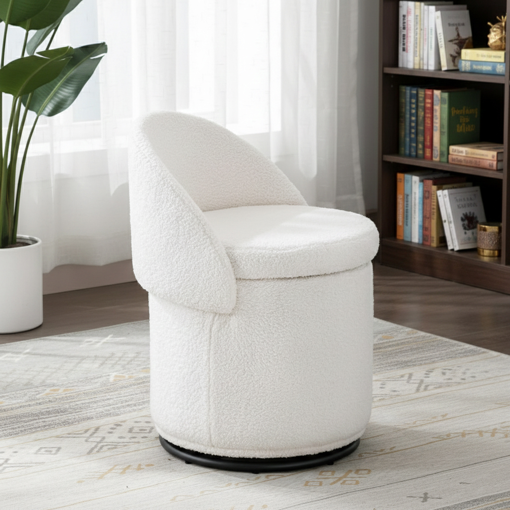 DUOMAY Modern Round Swivel Vanity Storage Stool