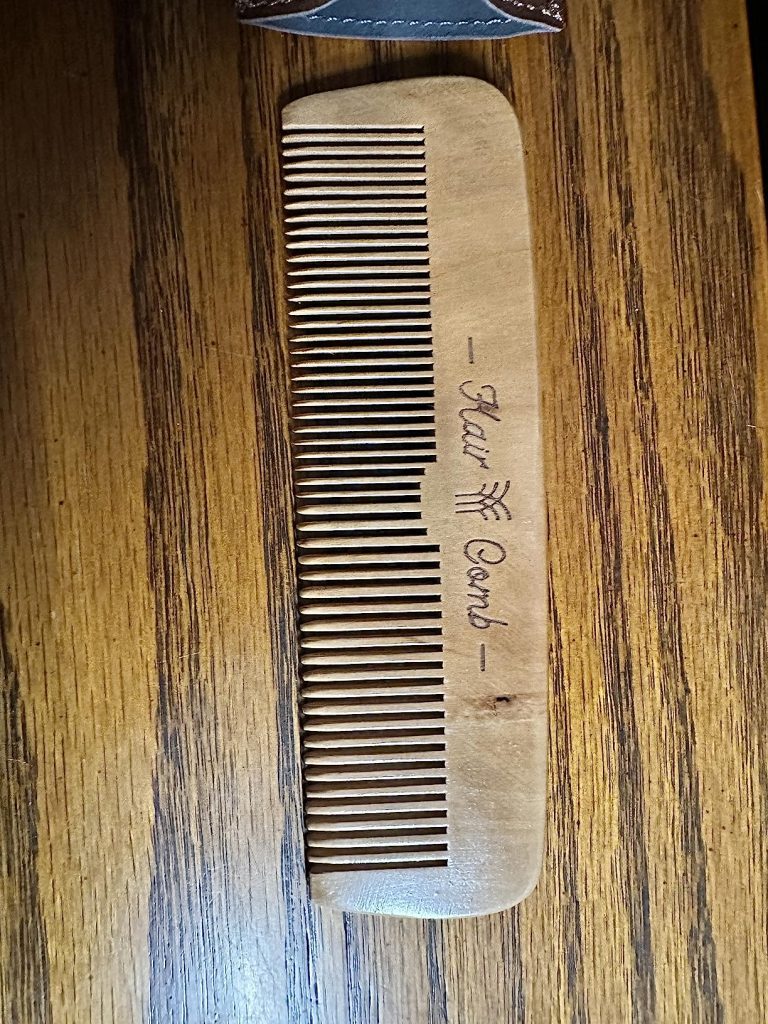 Wooden Hair Combs for Men with Leather Travel Case